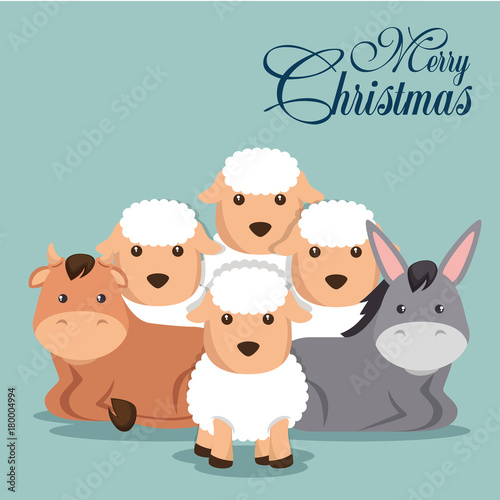 christmas animal manger cartoon