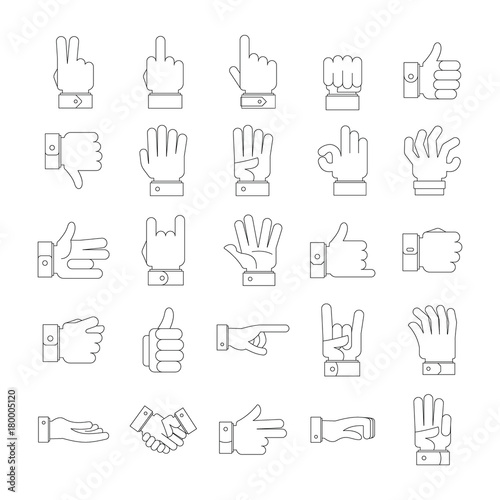Gesture icons set, outline style
