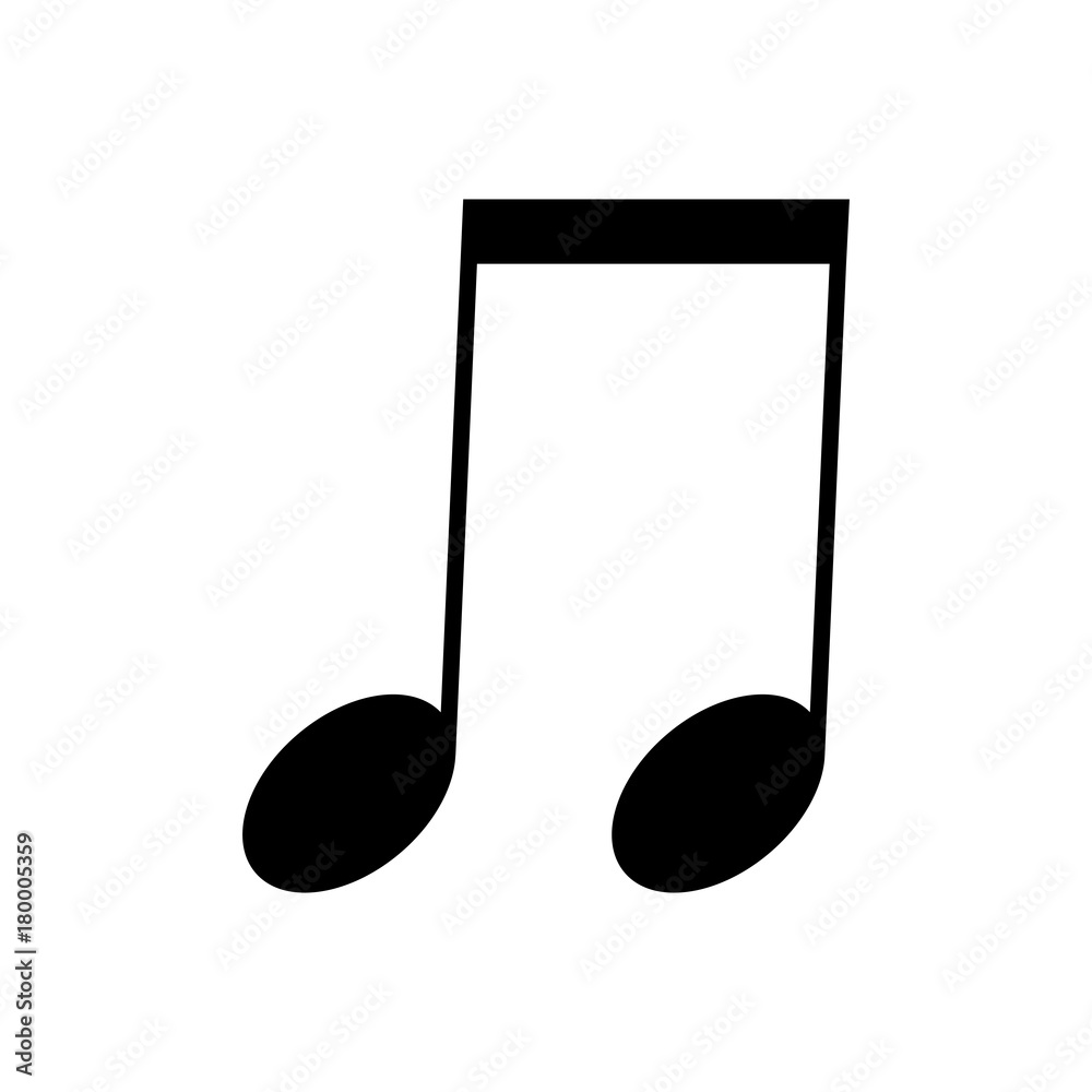 Isolated musical note, Eighth note, Vector illustration Isolated musical note, Eighth note, Vector illustration