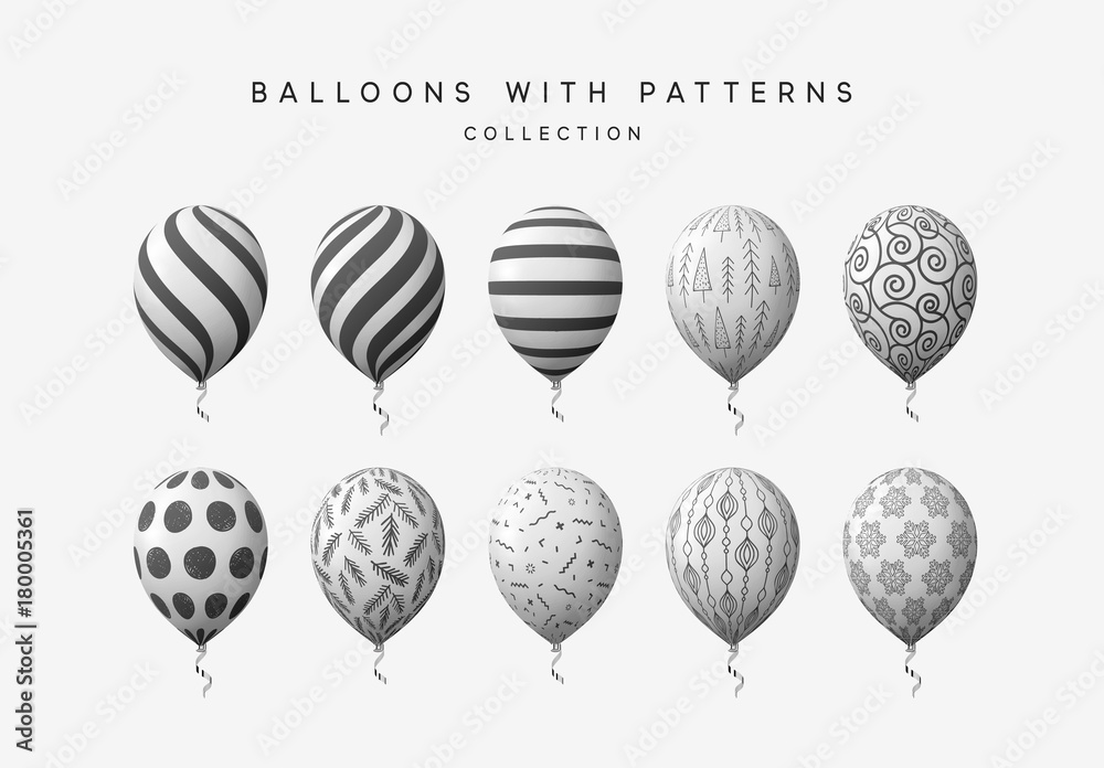 Balloons isolated on white background.