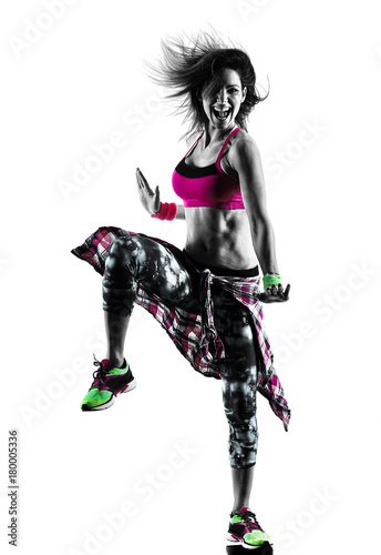 Wallpaper Mural one caucasian woman zumba fitness exercises dancer dancing isolated in silhouette on white background Torontodigital.ca