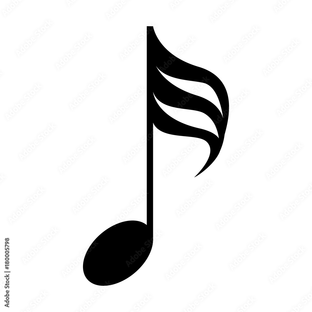 Isolated musical note, Thirty-second note, Vector illustration Isolated musical note, Thirty-second note, Vector illustration