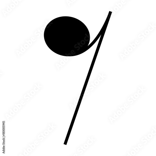 Isolated musical note, Eighth rest note, Vector illustration