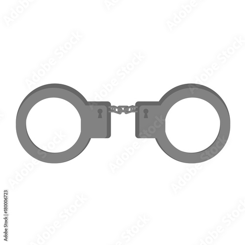 Metal handcuffs on a white background