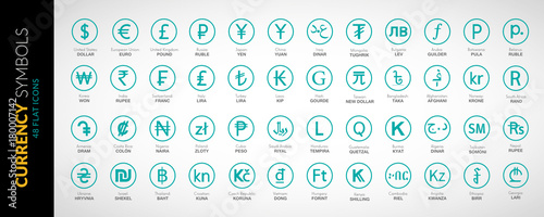 Currency icons vector flat illustration 2