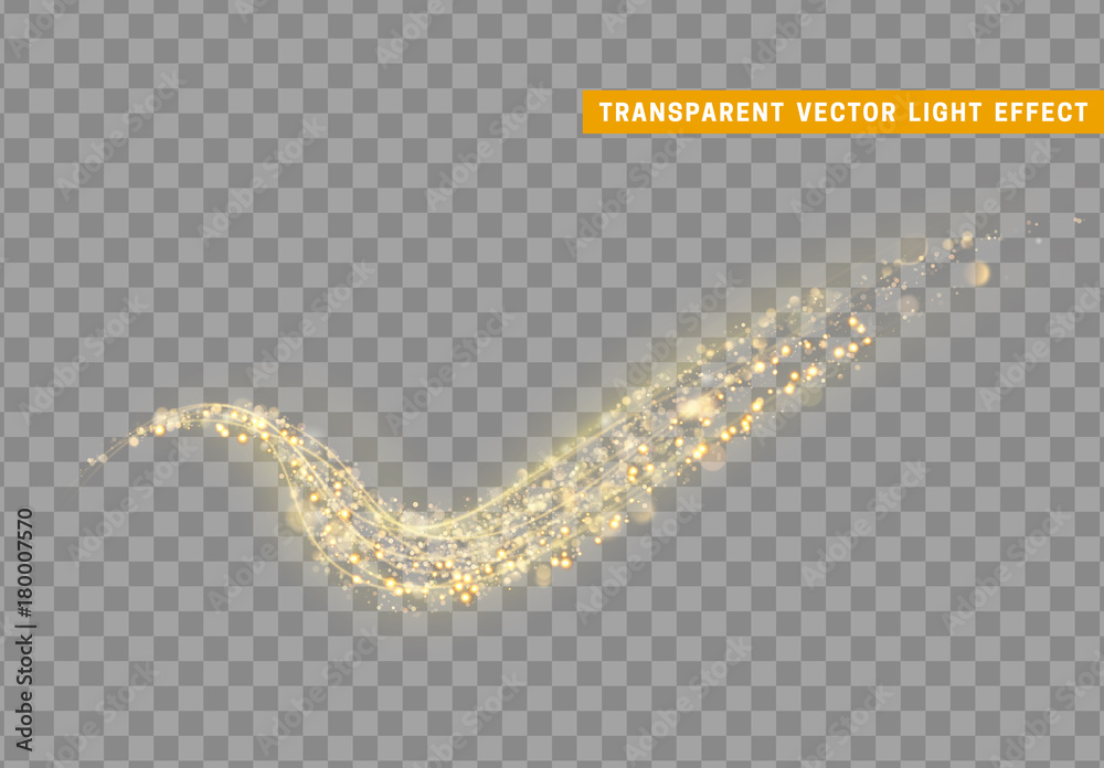 Magic light effect. Stardust golden glitter. Sparkle star dust vector ...