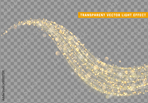 Magic light effect. Stardust golden glitter. Sparkle star dust vector illustration.
