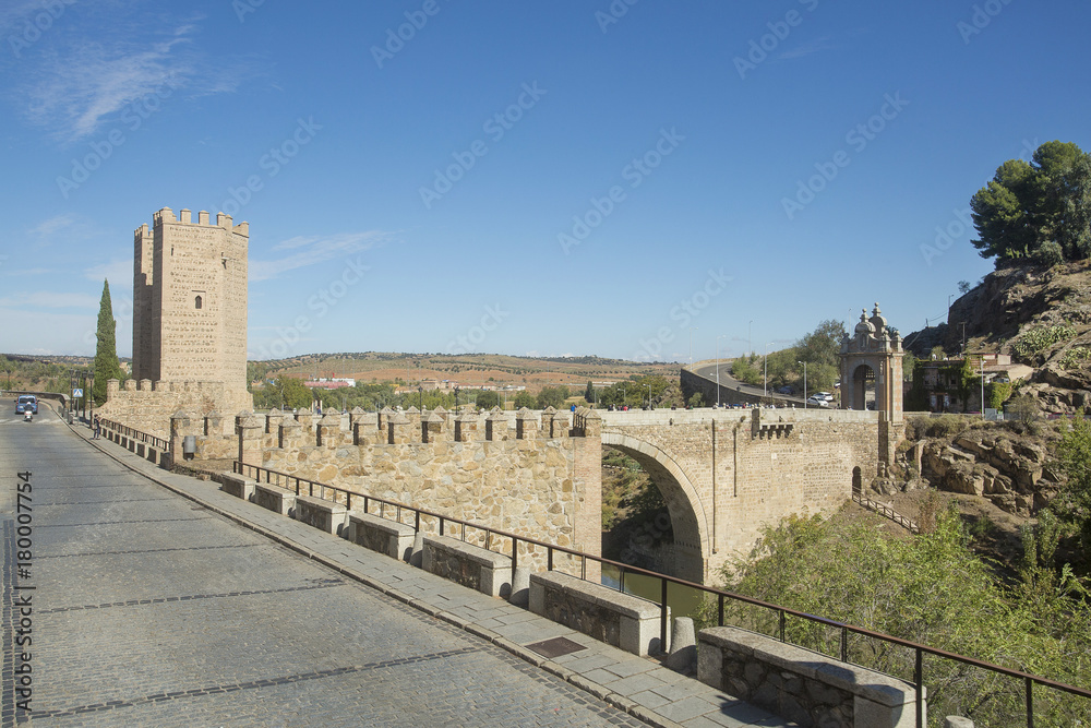 Toledo, Castilla - La Mancha / Spain. October 19, 2017. Bridge de Alcantara is one of the gateways to the city.