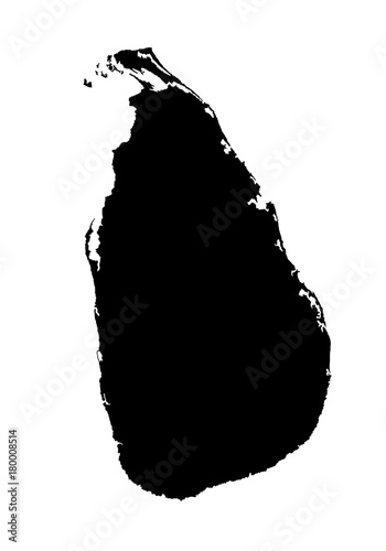 Democratic Socialist Republic of Sri Lanka vector map high detailed silhouette illustration isolated on white background. 