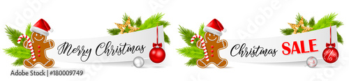 Christmas paper banner set with christmas decoration