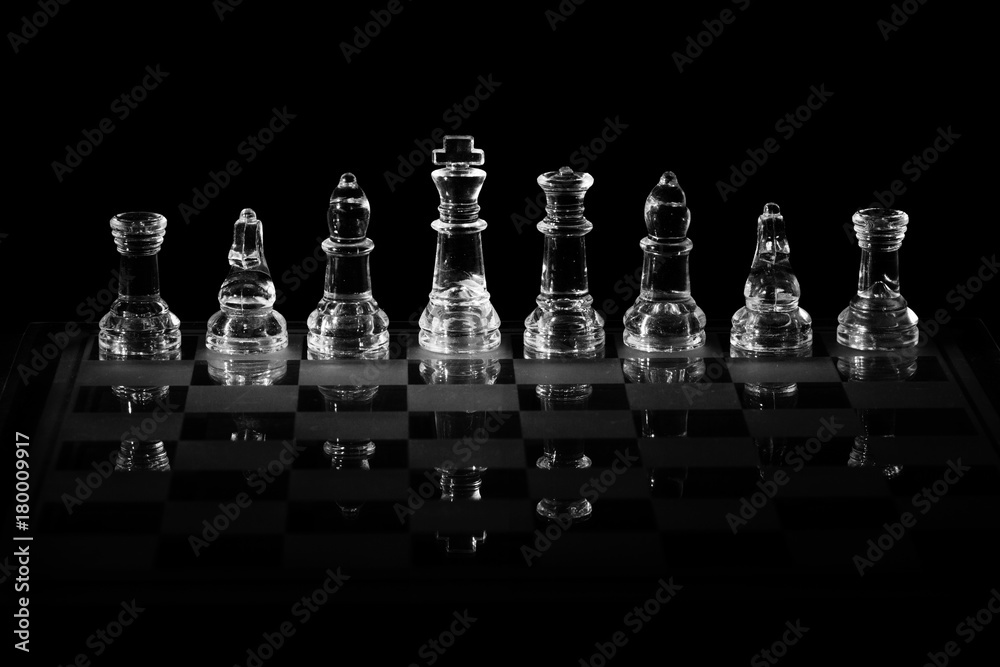 Glass chess, on the black background. Stock images. Close-up view Stock  Photo - Alamy