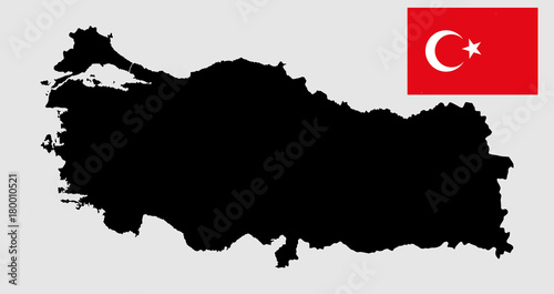 Turkey vector map and vector flag silhouette, high detailed illustration. Original and simple Turkey flag isolated vector in official colors and Proportion Correctly. 