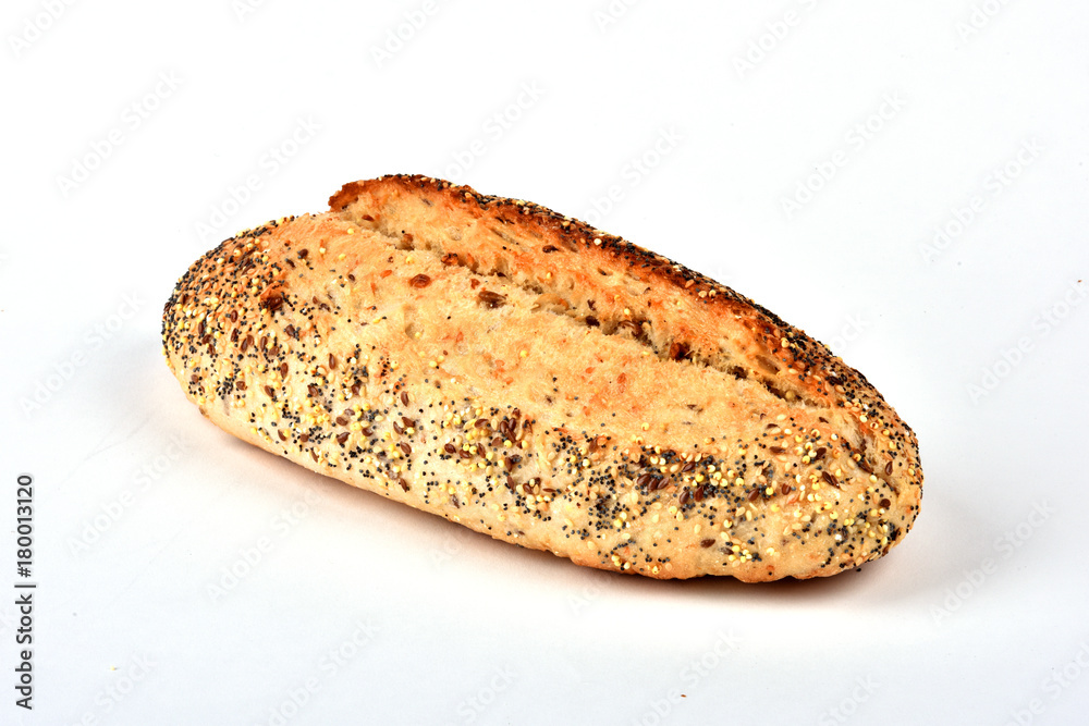 Isolated bread on a white background.Production of products from flour. Isolated bread on a white background.Production of products from flour.