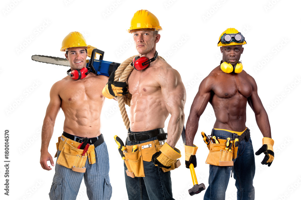 Strong construction workers Strong construction workers