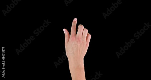 Gestures with Alpha
Various right  and left hand gestures, different tempo. Touchscreen. Female hand showing multitouch gestures in green screen. 