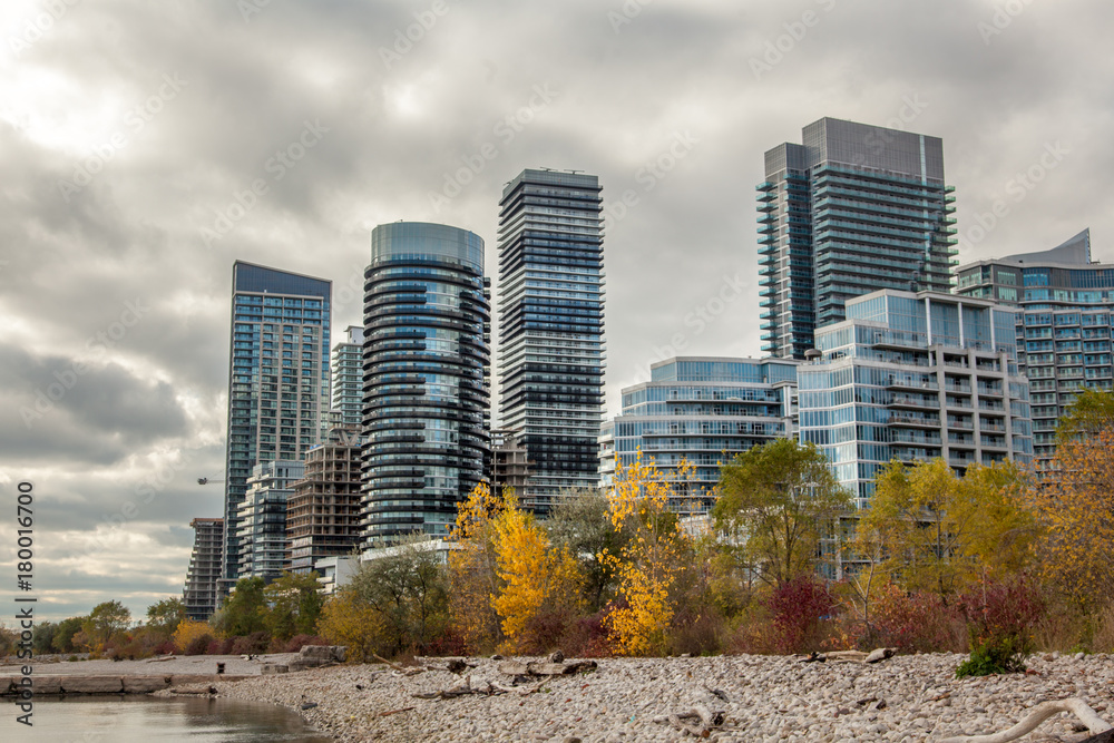 Obraz premium Waterfront condo buildings modern city scape 2