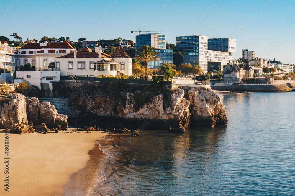 Cascais beach in Portugal, famous tourist destination near Lisbon