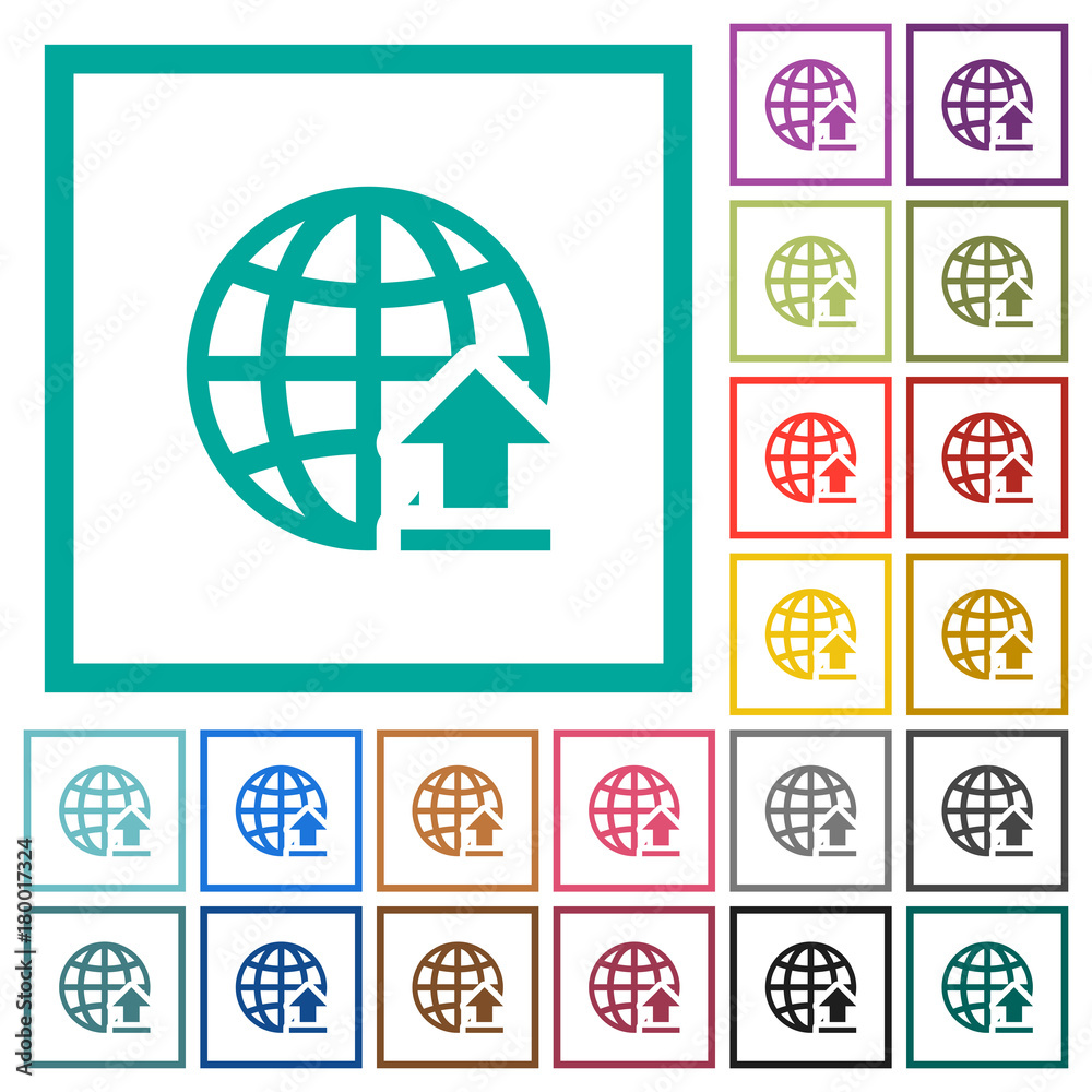 Upload to internet flat color icons with quadrant frames Upload to internet flat color icons with quadrant frames
