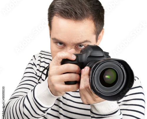 Closeup of a Photographer Taking Photos