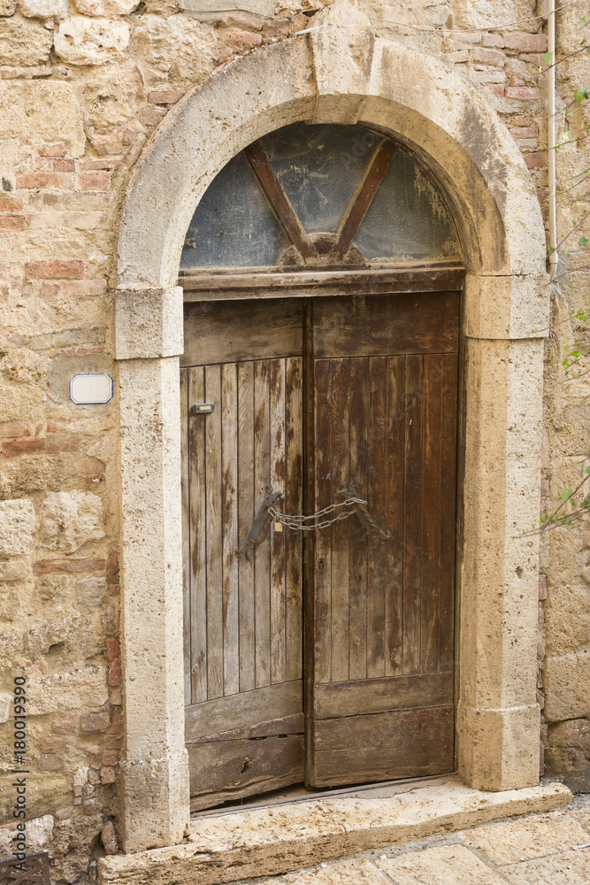 Ancient wooden and stone door
