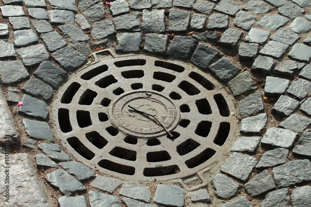 manhole cover on the street