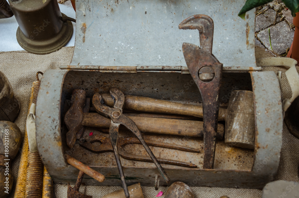 Vecchi attrezzi da idraulico, antichi mestieri Stock Photo