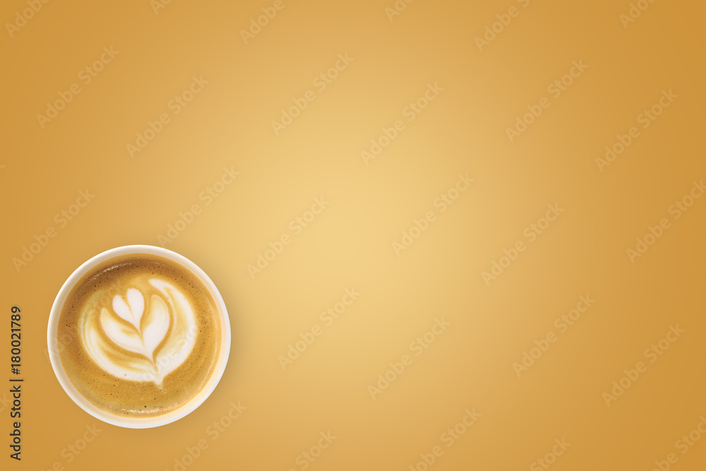 Cup of Coffe with Copy Space on Golden Background Cup of Coffe with Copy Space on Golden Background