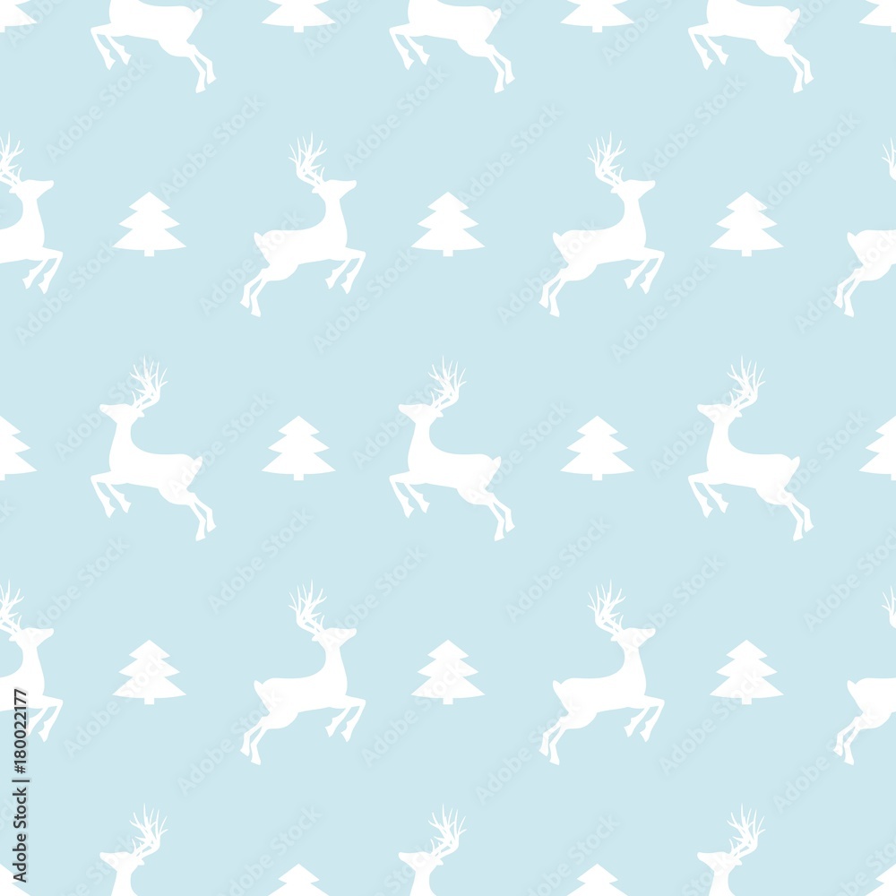Merry Christmas and a Happy New Year! A set of seamless backgrounds with traditional symbols: deer, spruce.
