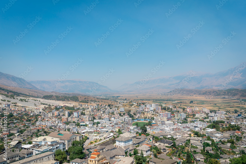 Wide open aerial view of town