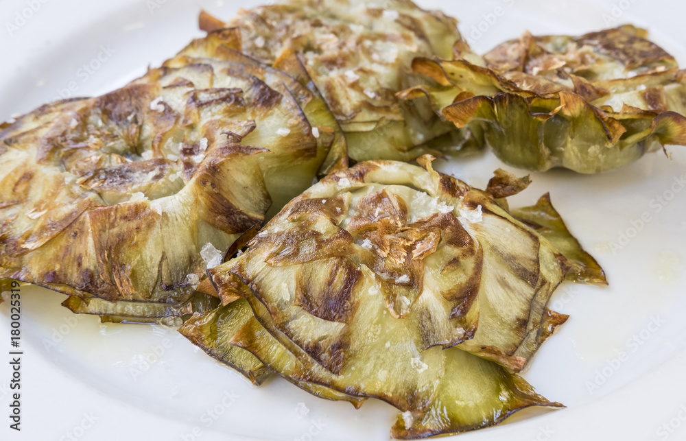 Roasted Artichokes Served With Coarse Sea Salt Roasted Artichokes Served With Coarse Sea Salt
