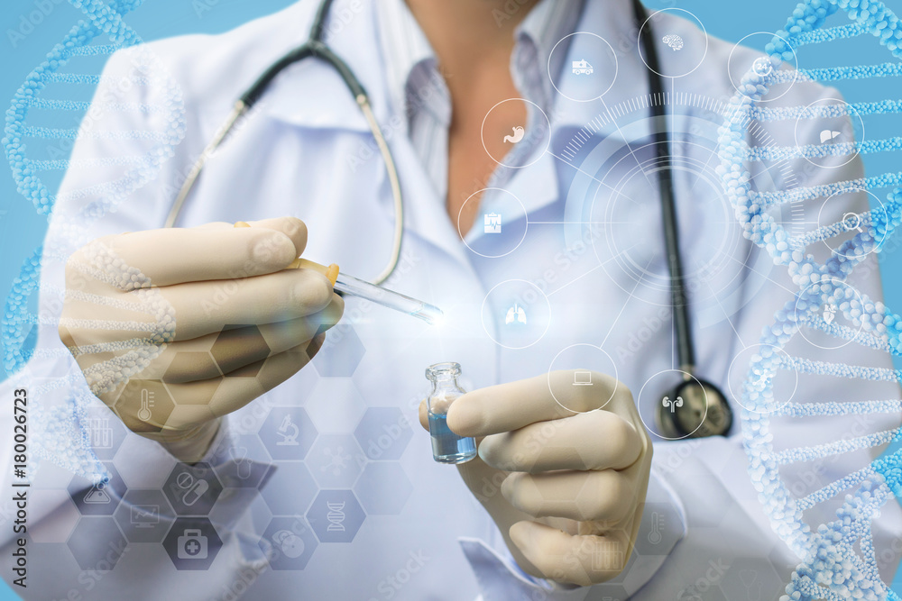 Doctor takes a sample to test .