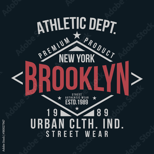 New York, Brooklyn typography for t-shirt print. Vintage badge for t shirt print