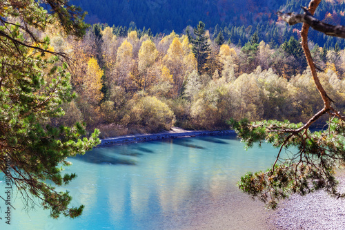 Fototapeta Naklejka Na Ścianę i Meble -  Beautiful waterfall in autumn