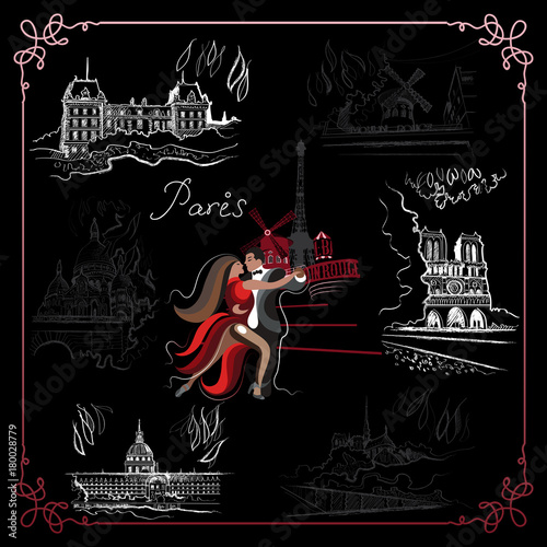 Graphical illustration with Parisian pictures_set 3