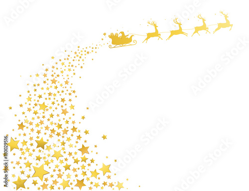 Gold Santa sleigh background with stars