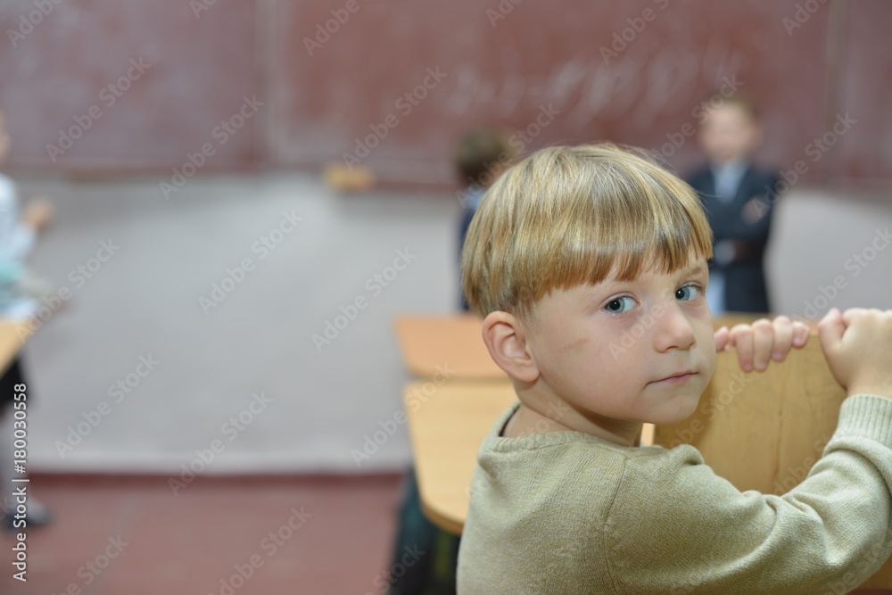 the boy at the school at the blackboard the boy at the school at the blackboard