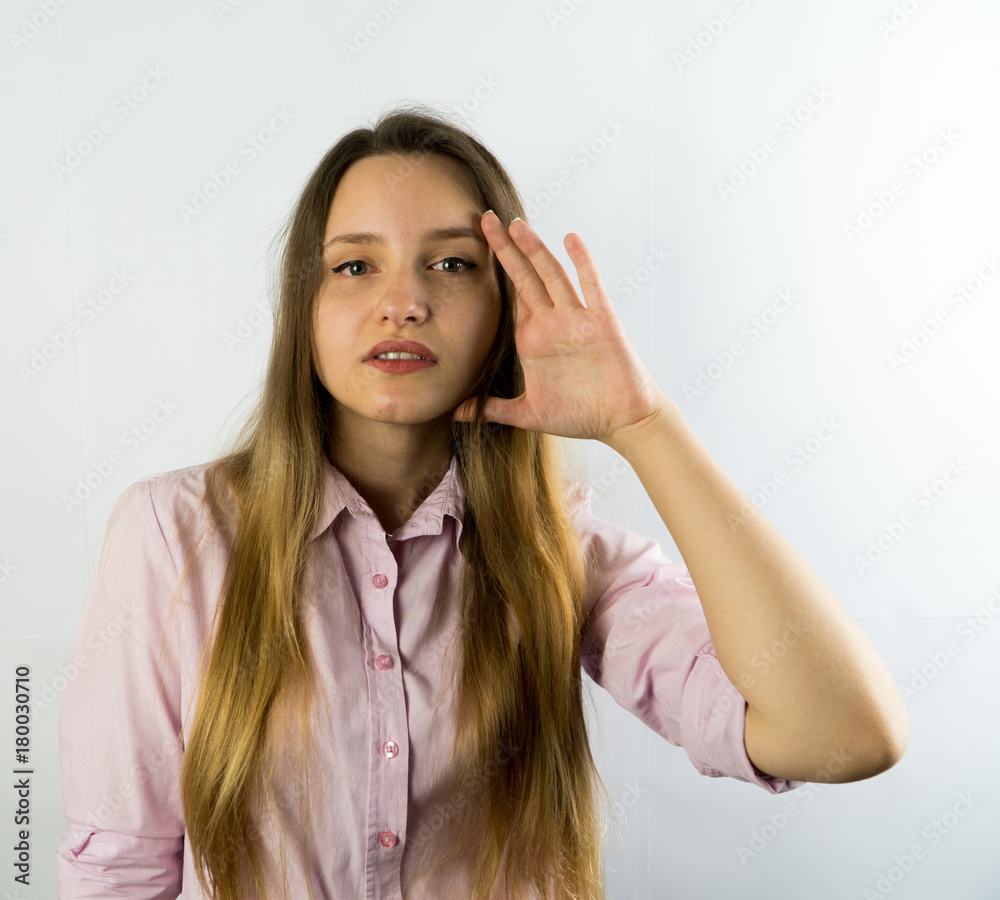 beautiful woman on white background with some emotions beautiful woman on white background with some emotions