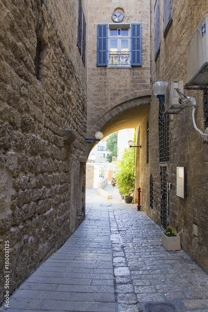 Fototapeta premium Ancient stone streets and walls of the ancient city of Jaffa, Israel
