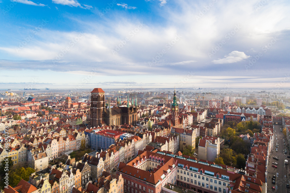 Old town of Gdansk, top view