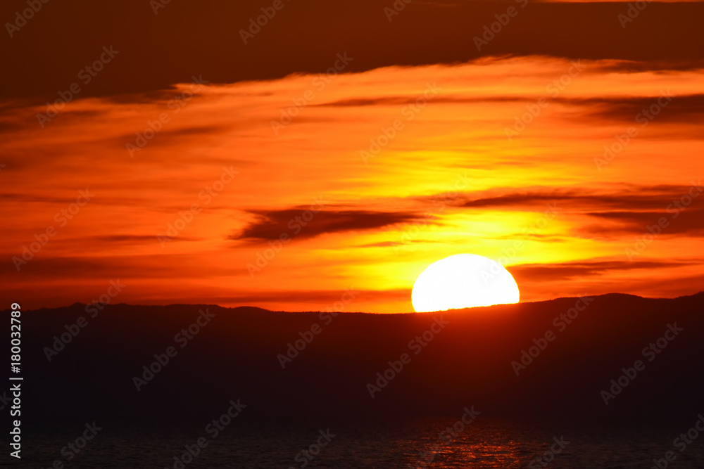solar disk at sunset