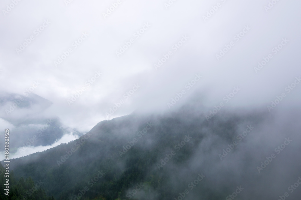 Misty morning at sunrise, Country side, Fugen, Alps, Tyrol, Austria, Europe