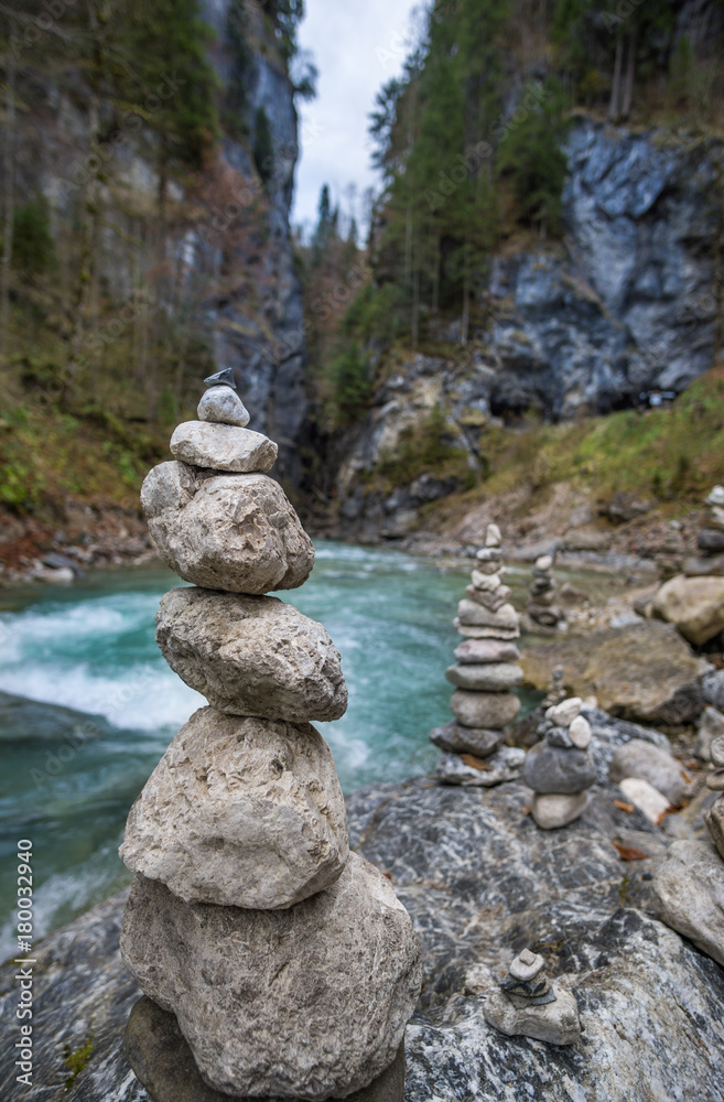 Gorge or ravine - deep valley with straight sides. Partnachklamm in Garmisch-Partenkirchen, Germany. Gorge or ravine - deep valley with straight sides. Partnachklamm in Garmisch-Partenkirchen, Germany.