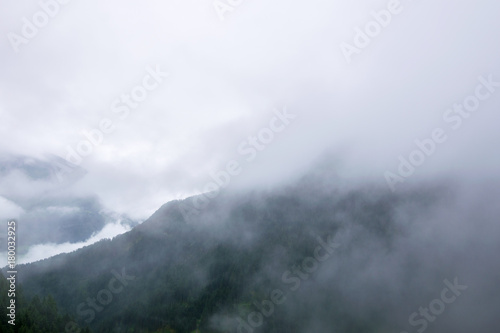 Misty morning at sunrise  Country side  Fugen  Alps  Tyrol  Austria  Europe