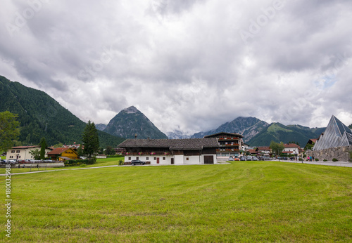 Hiking on a clouded day at Lake Achen (Achensee), Achen Valley, Karwendel and Brandenberg Alps, Tyrol, Austria, Europe