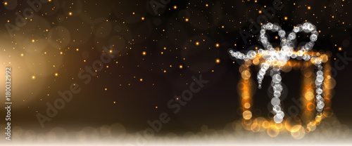 christmas background with glowing present