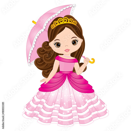 Vector Beautiful Princess in Pink Dress 