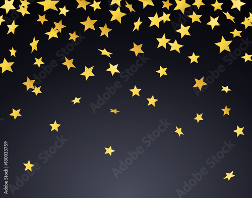 Gold stars falling on black background