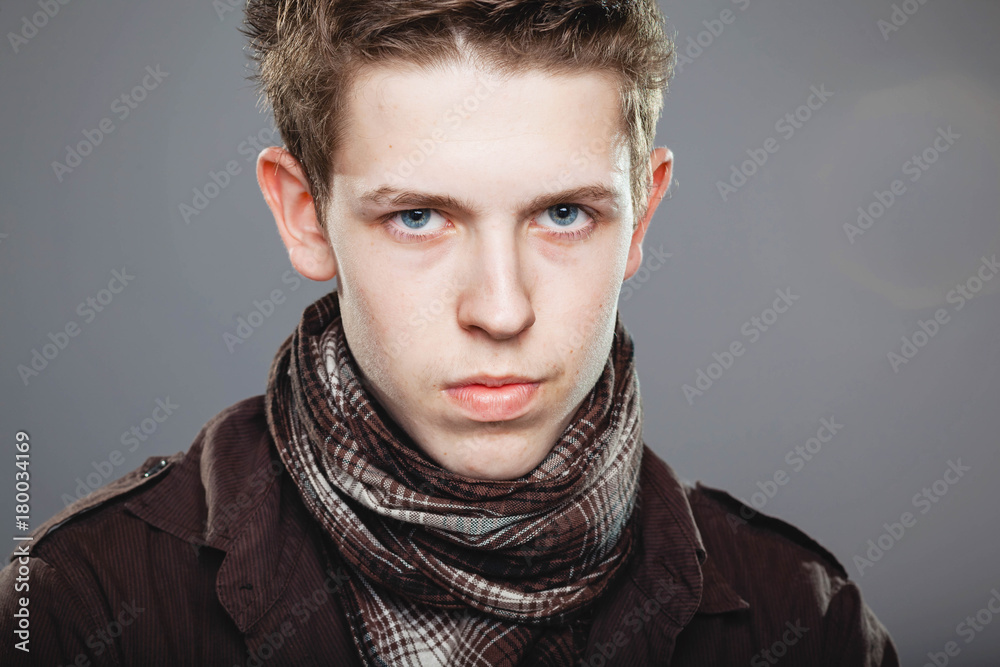 young man wearing elegant shirt and scarf young man wearing elegant shirt and scarf
