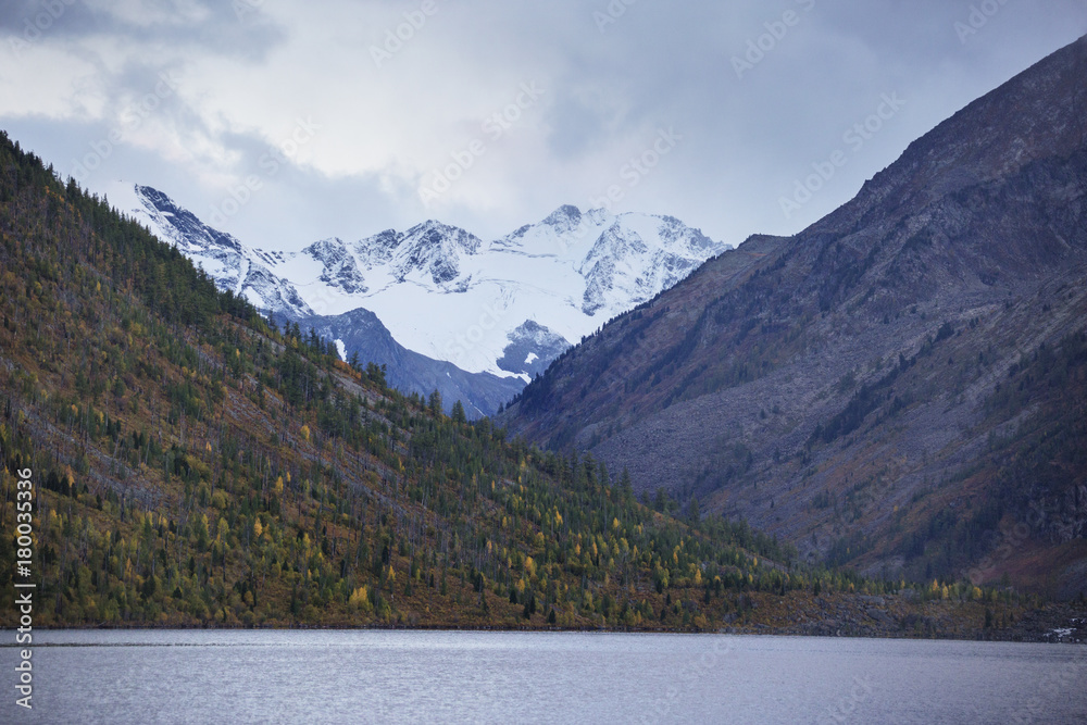 Lower Multinskoe lake, Altai mountains. Russia. Autumn landscape