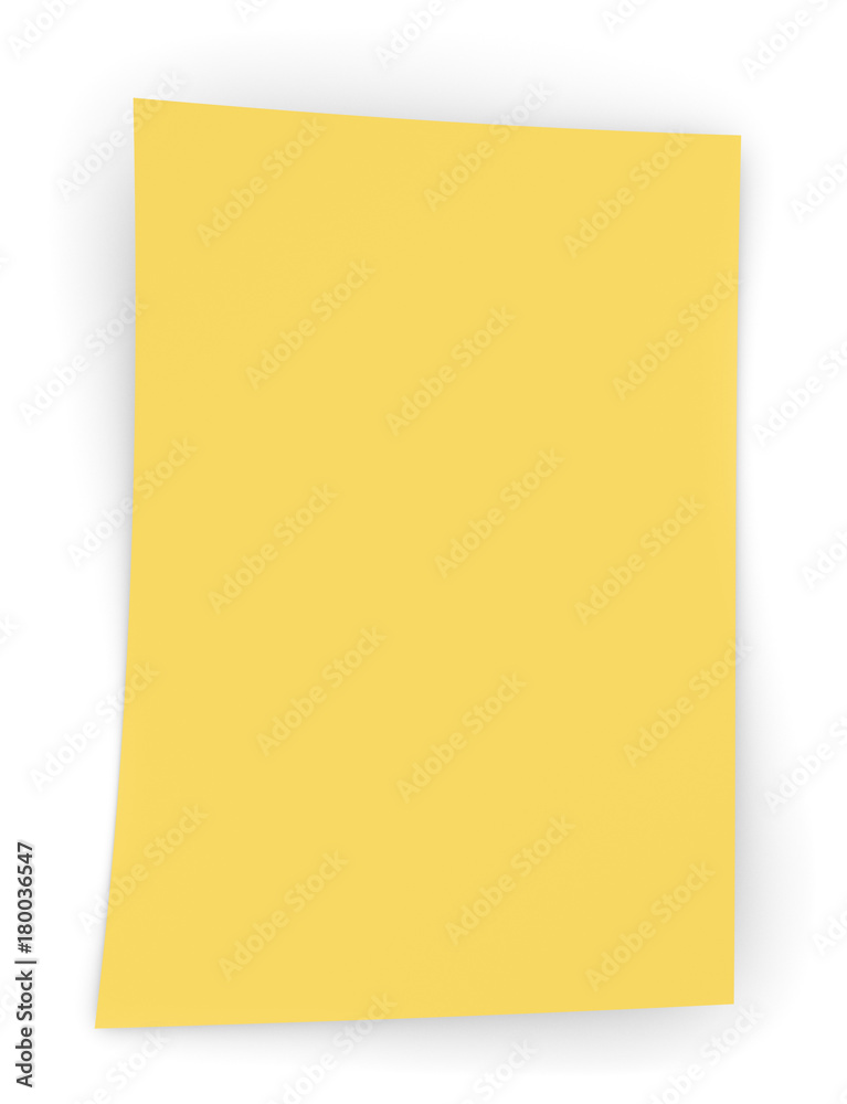 Yellow curled page with shadow. Yellow curled page with shadow.